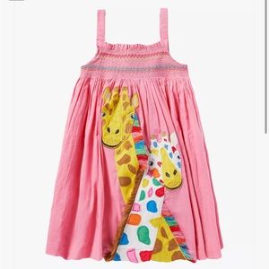 Mini Boden Fun Appliqué Sun dress. 8-9y Plum Blossom Pink Giraffe